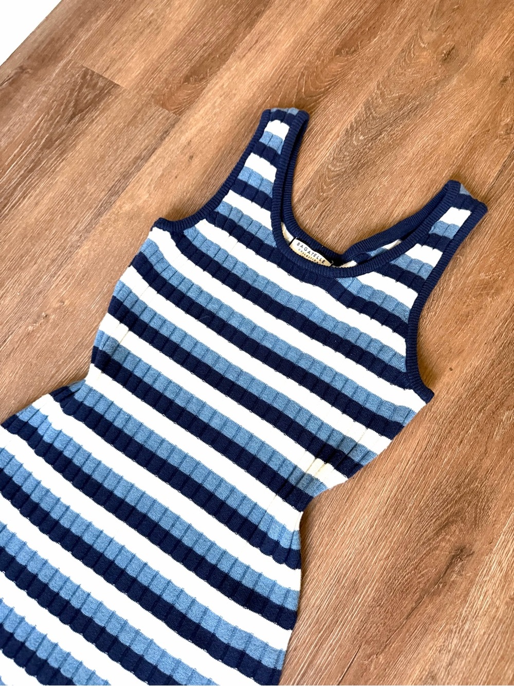 Striped Knit Maxi Dress in Navy & White - [Brand Not Visible]